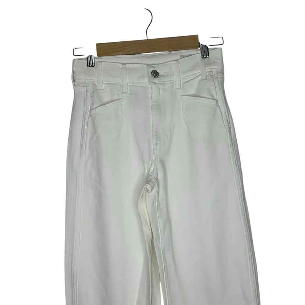 NWOT AYR Womens‎ The Beat Jeans 23 Barrel Leg Pockets Crop Tapered White - Picture 5 of 12